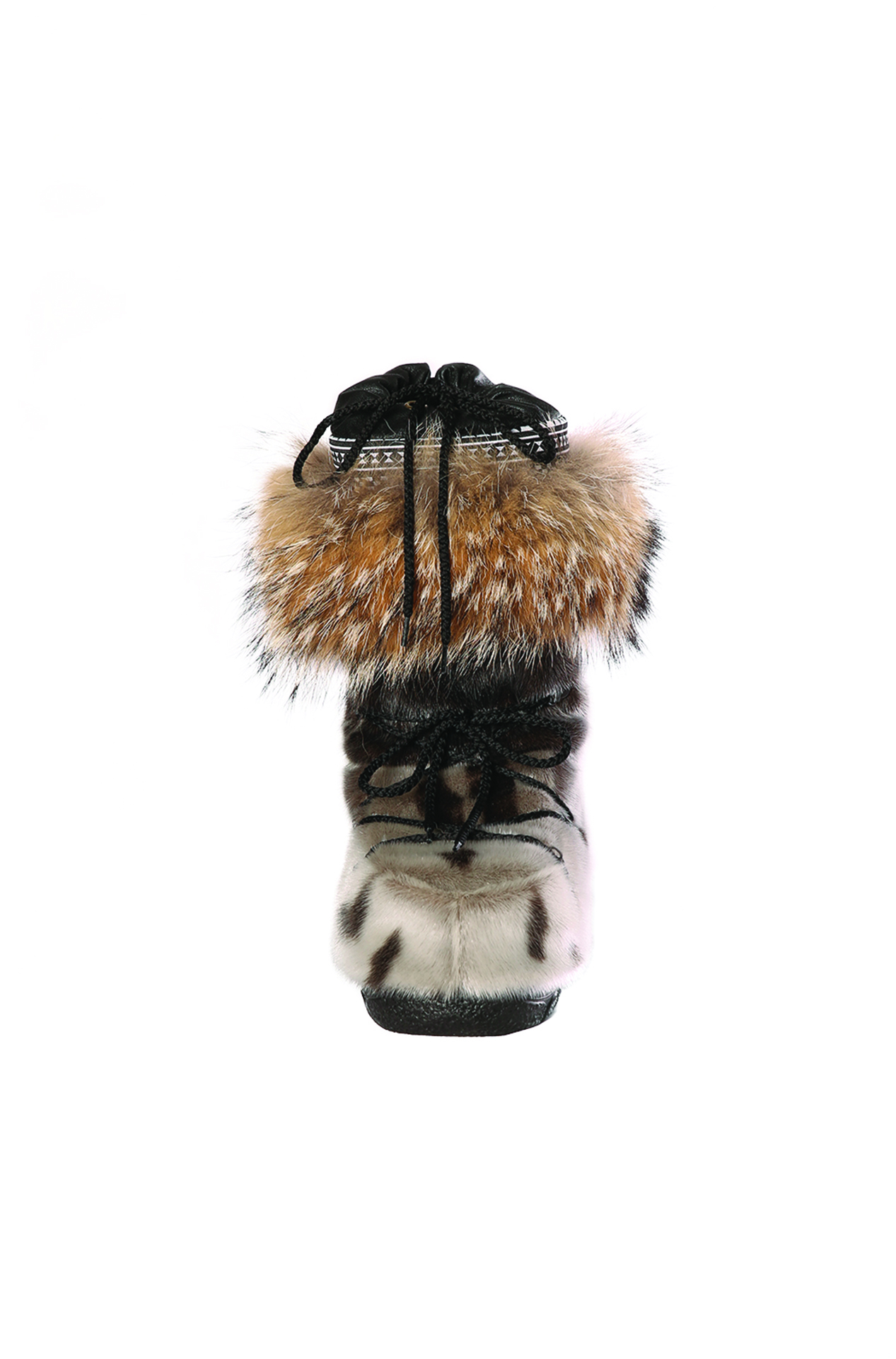 Bottes Mukluk D'hiver Femme Fourrure Chèvre Marron-blanc Taille 39 - Neuves Avec Emballage, Fourrure Mouton Intérieur