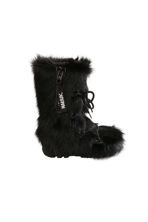 Nakiuk Black Cow fur boots - Children - Side zipper | Children | BILODEAU Canada