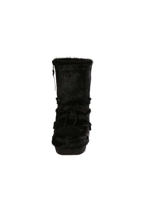 Black Cow fur boots short haire - Side zipper - Standard Nakiuk | Women/Men | BILODEAU Canada
