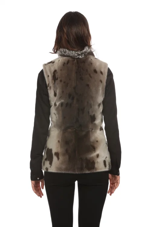 VEST WOMEN NATURAL SEAL AND SILVER FOX | Women winter coats - Fur coats | BILODEAU Canada