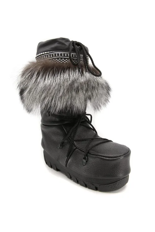 Bottes en cuir et Renard argenté - Mukluks | Bottes d'hiver - Bottes de plein air | BILODEAU Canada