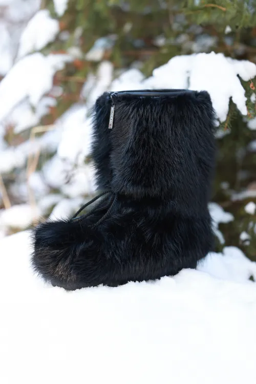 Black Beaver fur boots - Blizzard | Winter boots - Snow boots | BILODEAU Canada