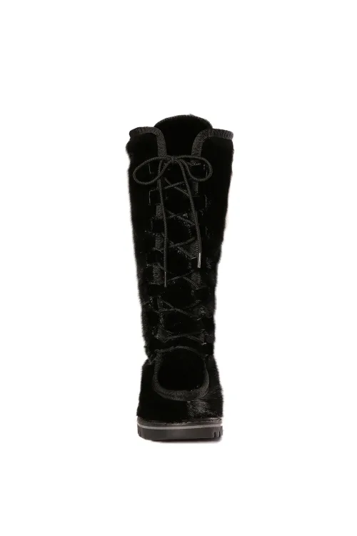 Bottes de fourrure en Loup Marin noir - Clara | Bottes d'hiver - Bottes urbaines | BILODEAU Canada